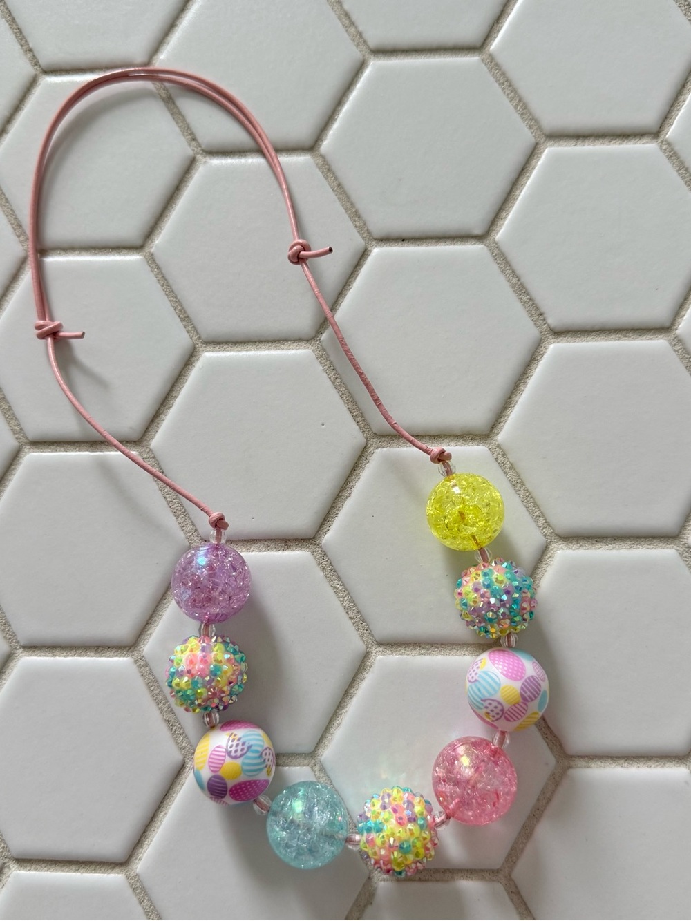 Bright colored bubblegum necklace